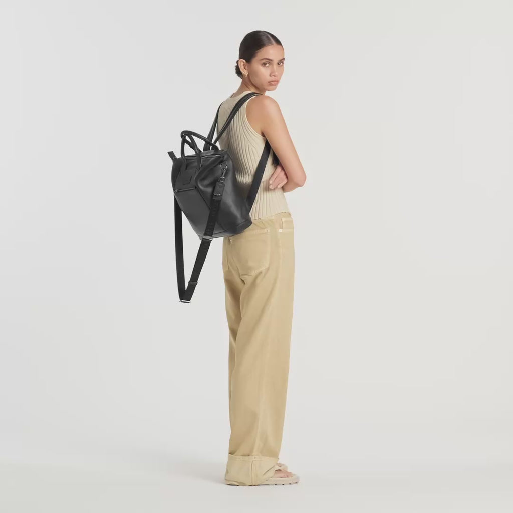 Status Anxiety Mini Waves Leather Backpack Black