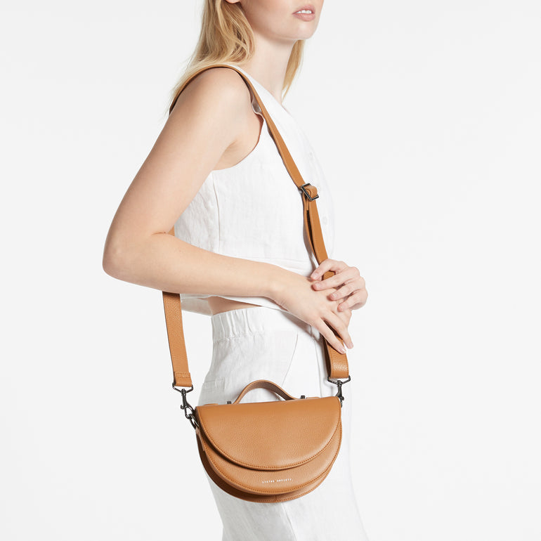 Status Anxiety Tan Wide Leather Strap for Bags 