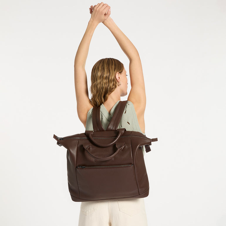 Status Anxiety Comes In Waves Leather Baby Bag Cocoa