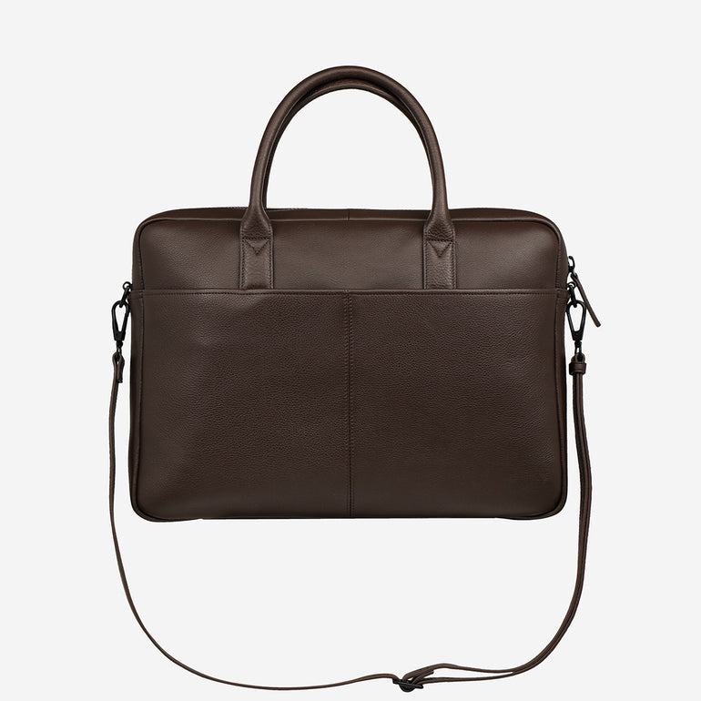 Status Anxiety Risking All Leather Laptop Bag Cocoa