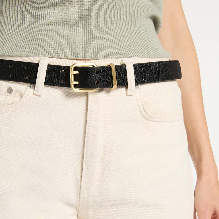 Status Anxiety Barely Moving Women’s Leather Belt Black/Gold