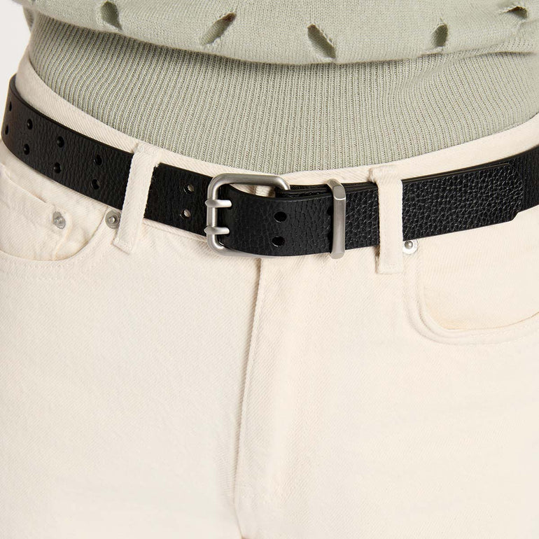 Status Anxiety Barely Moving Women’s Leather Belt Black/Silver