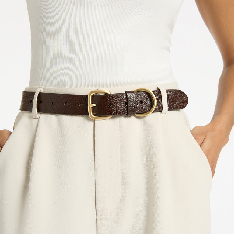 Status Anxiety Disarm Women's Leather Belt Choc/Gold