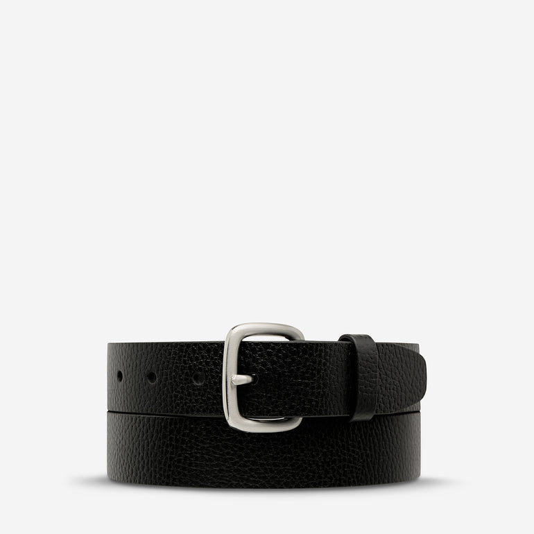 Status Anxiety Ease Up Unisex Leather Belt Black/Silver