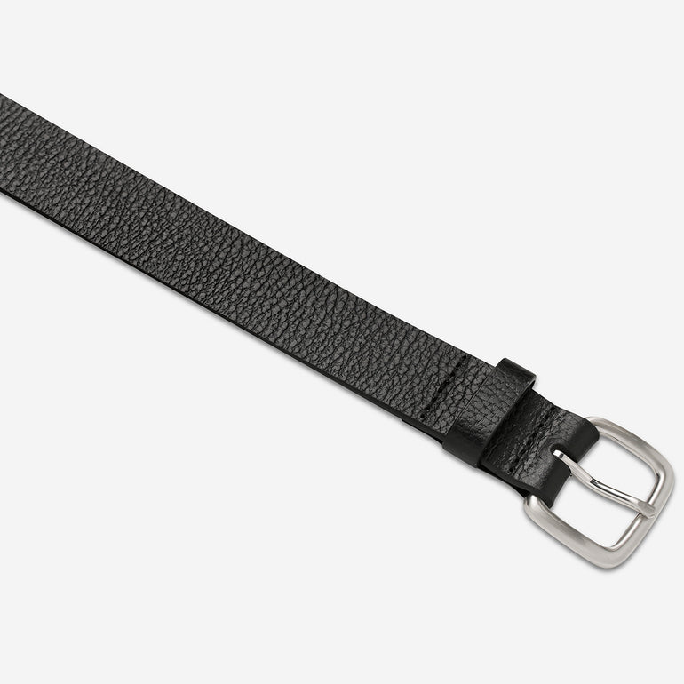 Status Anxiety Ease Up Unisex Leather Belt Black/Silver