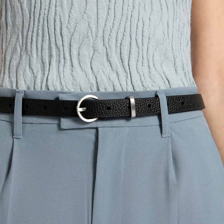 Status Anxiety Happens All The Time Women’s Leather Belt Black/Silver