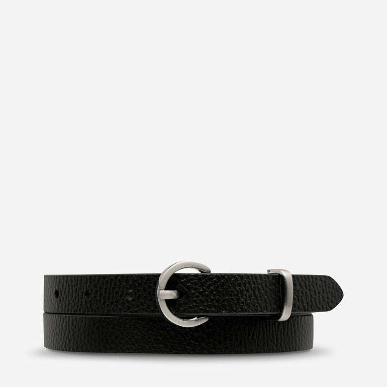 Status Anxiety Happens All The Time Women’s Leather Belt Black/Silver