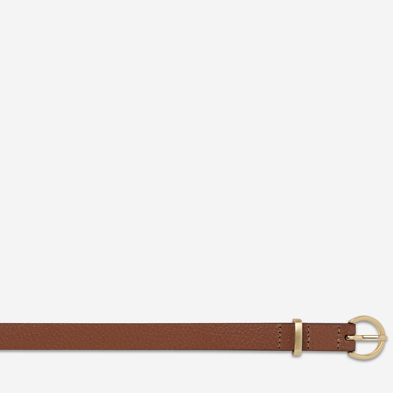 Status Anxiety Happens All The Time Women’s Leather Belt Tan/Gold