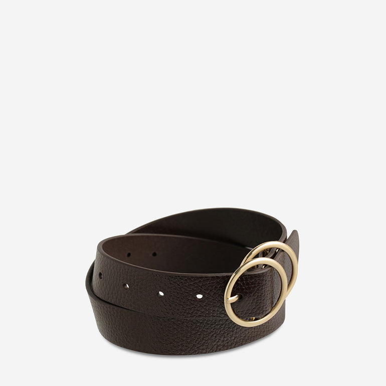 Status Anxiety Mislaid Women's Leather Belt Choc / Gold