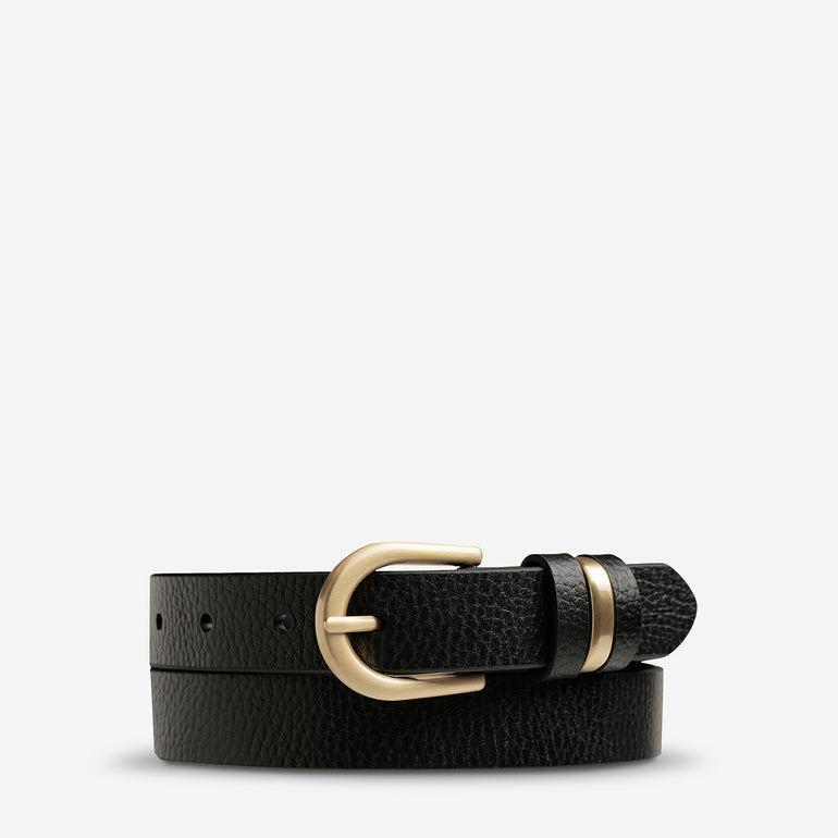 Status Anxiety Over and Over Women's Leather Belt Black / Gold