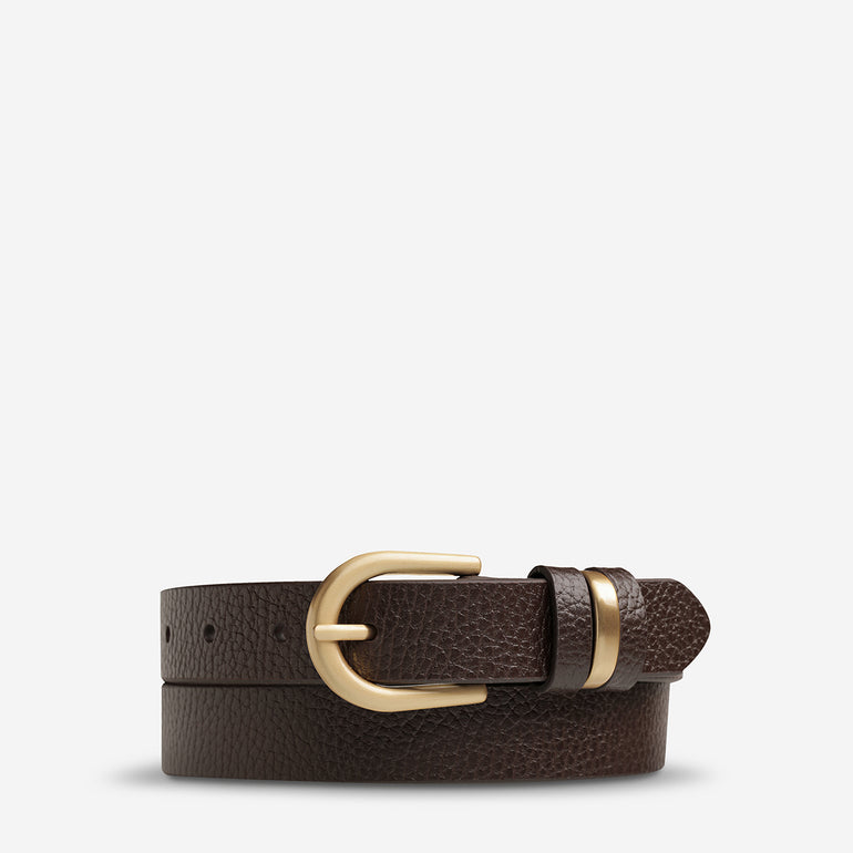 Status Anxiety Over and Over Women's Leather Belt Choc / Gold