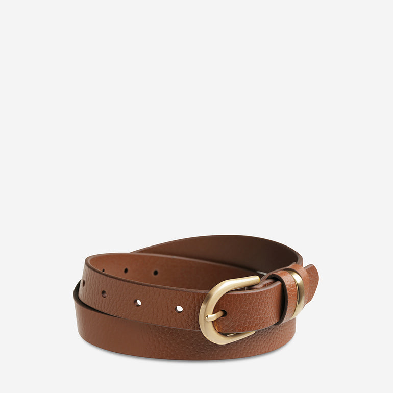 Status Anxiety Over and Over Women's Leather Belt Tan / Gold