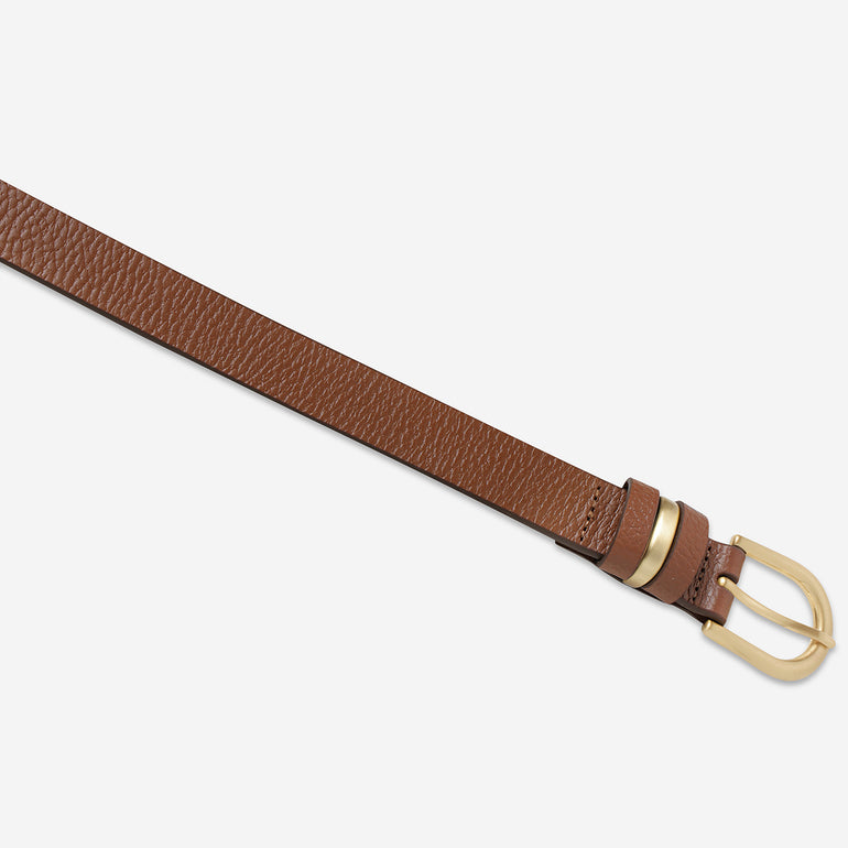 Status Anxiety Over and Over Women's Leather Belt Tan / Gold