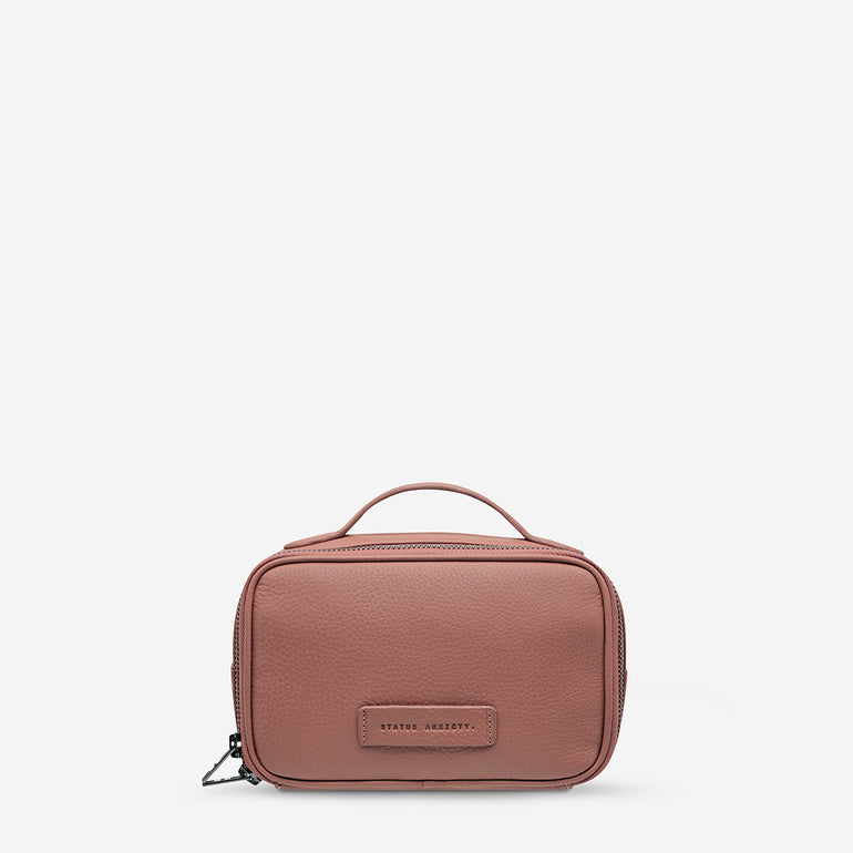 Status Anxiety Sail On Leather Toiletries Bag Dusty Rose