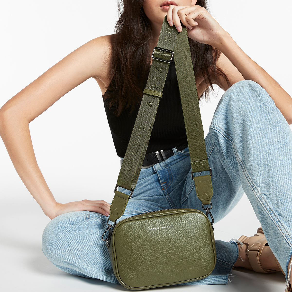 Plunder With Webbed Strap Khaki Crossbody Bag Status Anxiety